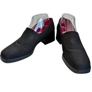 Donald J. Pliner Alice Block Heel Loafers Leather Fabric 9